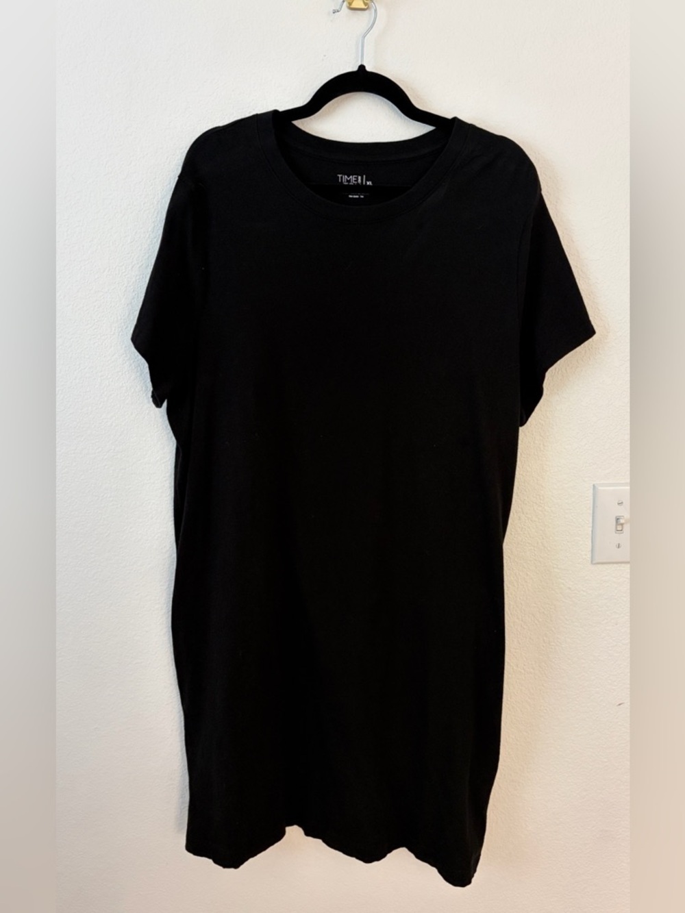 Time and Tru Black Short Sleeve Crewneck Tee Shirt Dress Size XL
